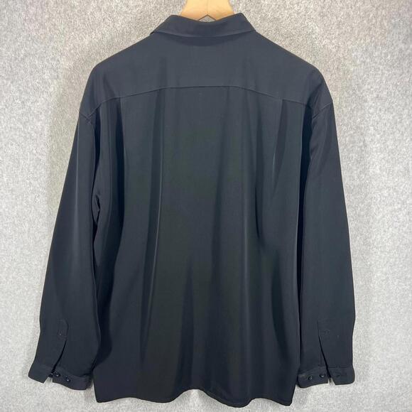 Pronti by Phita Mens L Button Down Shirt Black White Colorblock Embroidered EUC - Picture 6 of 10